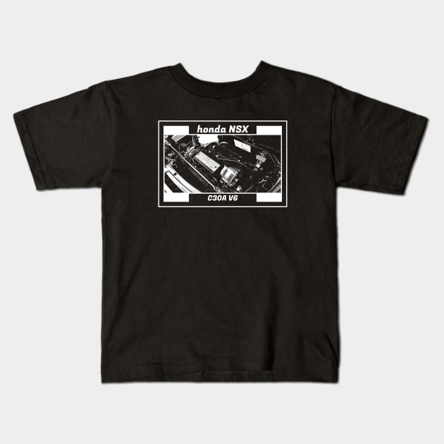 HONDA NSX ENGINE (Black Version) Kids T-Shirt by Cero